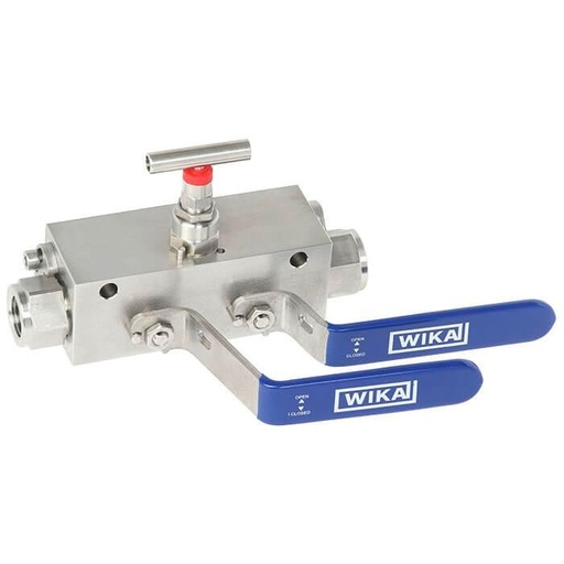 [81640202] Wika IBM3 Series Mono-Block, Double Block & Bleed Valve Manifold, 316/316L SS, 1/2" NPTM to 1/2" NPTF, 6000 psi, 0.394 in. (10 mm) Bore