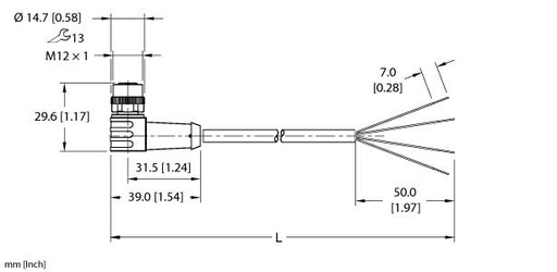 [100009506] Turck Actuator and Sensor Cordset, Connection Cable (EKWB-A4.400-GC2K-20)