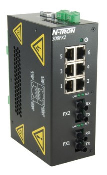 [308FXE2-N-SC-15] 300-N Series, 8-Port, N-Tron 308FX2 Industrial Ethernet Switch with Monitoring, SC 15km
