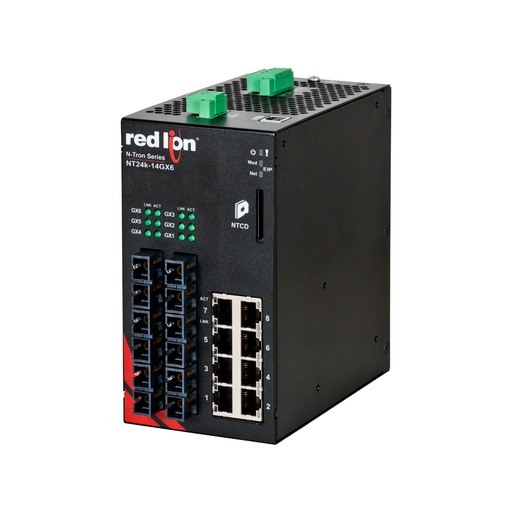 [NT24k-14GXE6-SC-10-PT] NT24k Series, 14-Port, N-Tron NT24k®-14GXE6 Managed Gigabit Ethernet Switch, SC 10km PTP Enabled