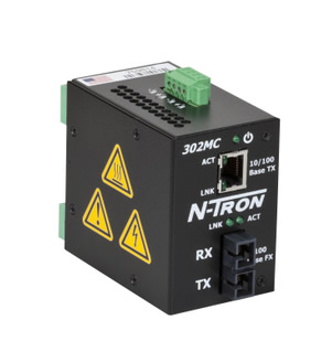 [302MCE-N-SC-40] 302MC Series, 2-Port, N-Tron 302MC Industrial Media Converter with Monitoring, SC 40km
