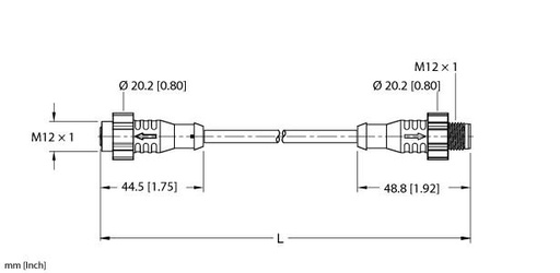 [UX19102] Turck Actuator and Sensor Cordset, Extension Cable (EKRT-ESRT-A4.400-GC2K-2)