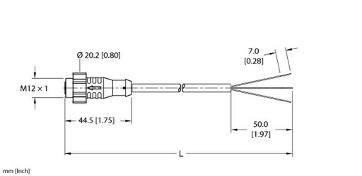 [UX19140] Turck Actuator and Sensor Cordset, Connection Cable (EKRT-A4.300-GC2K-10)