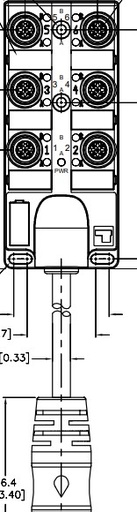 [100019996] Turck Actuator and Sensor Junction Box, 6 Port (6MB12Z-5-0.2-RKM 120)