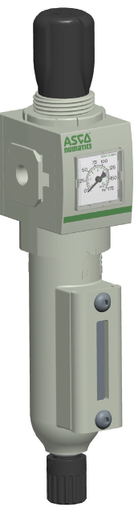 [8652APBP2FA00HN] ASCO Numatics Filter Regulator, 7-145 PSI,  5 Micron, Polycarbonate Bowl with Bowl Guard, 1/4" NPT, Low Profile Gauge, Manual/Semi-automatic Drain