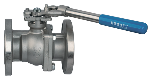 766000SRL Split-Body Series Stainless Steel Flanged ANSI 150 Split-Body, Full Port Ball Valve w/ Spring Return Handle and ISO 5211 Direct Mounting Pad
