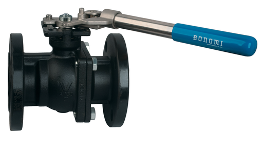 766001SRL Split-Body Series Carbon Steel Flanged ANSI 150 Split-Body, Full Port Ball Valve w/ Spring Return Handle and ISO 5211 Direct Mounting Pad