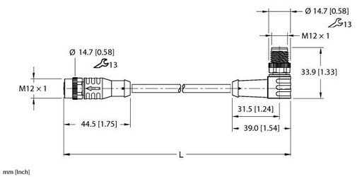 [100012680] Turck Actuator and Sensor Cordset, Extension Cable (EKRB-ESWB-A4.400-GU2K-2)