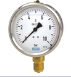 [9312744] Wika 213.53 Series Glycerin Filled Industrial Pressure Gauge, 2.5" Dial, 0 to 1000 kPa (psi), R 1/4-ISO7 Brass Lower Mount