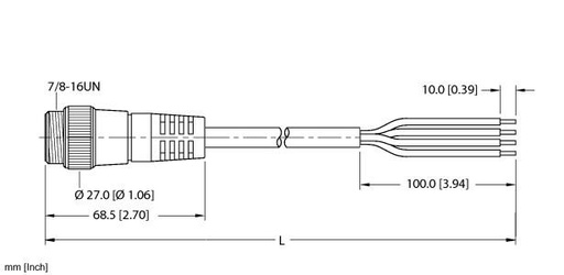 [U2-15306] Turck Power Cordset, Connection Cordset (RSM 44-2M/S4000)