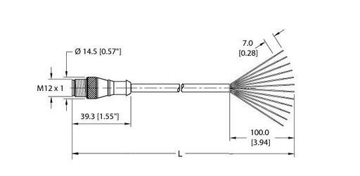[U-06722] Turck Actuator and Sensor Cordset, Connection Cable (RS 12T-1)