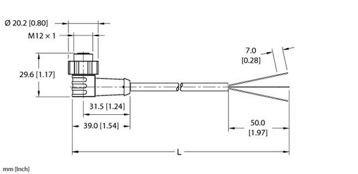[UX19124] Turck Actuator and Sensor Cordset, Connection Cable (EKWT-A4.300-GC2K-5)