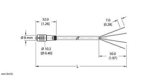 [U0070-01] Turck Actuator and Sensor Cordset, Connection Cable (PKG 4Z-6)