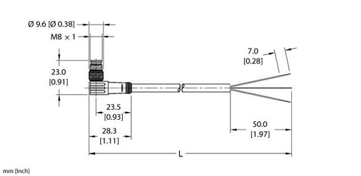 [U0136-4] Turck Actuator and Sensor Cordset, Connection Cable (PSW 3M-2)