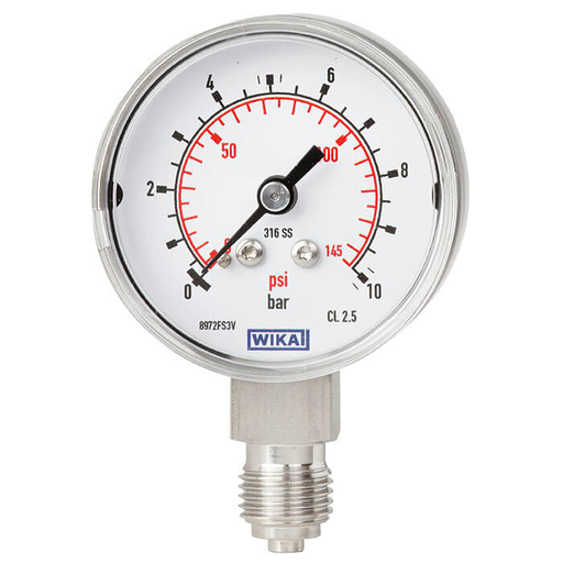 [9117890] Wika Bourdon Tube Pressure Gauges, Stainless Steel