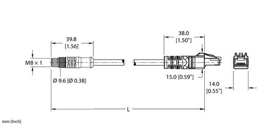 [U2-24205] Turck Ethernet Cordset, Extension Cable (PSGS 4M RJ45S 4413-2M)