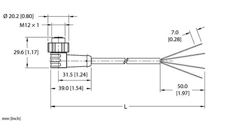 [100013959] Turck Actuator and Sensor Cordset, Connection Cable (EKWT-A4.400-GU2K-5)