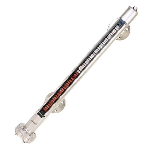 [600LTBMN08GF82.31L-T-SK] Barksdale Alloy LevelSite, 600 psi, Top/Bottom Process Conn., 1" NPTF, Titanium Float, Polycarbonate Flag Assembly (302 °F), Calibrated Self-Adhesive Scale (cm)