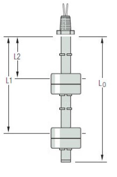 [W1099282] Gems LS-700 Series, 1/8"NPT, 316SS Stem and Float, L1=10.0" N.O., L2 = 4.0" N.O., LS-700-1-SS-SS-SPST-100-GR1-2