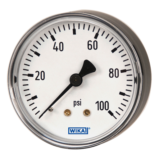 Wika 111.12 Series 1.5" Dry Plastic General Purpose Pressure Gauge, Brass Wetted Parts