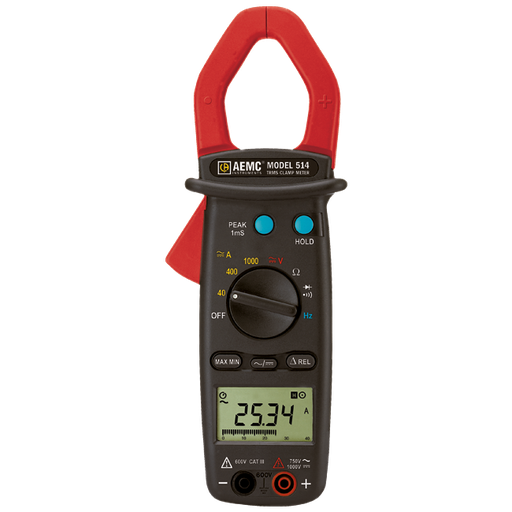 [2117.70] AEMC 514 Clamp-On Meter, AC/DC, TRMS, 1000AAC/DC, 750VAC/1000VDC, Hz, Ohms, Continuity
