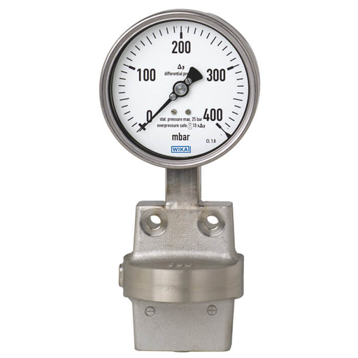 Wika 73x.51 Series 4" SS Industrial Differential Pressure Gauge, all Welded, Blowout Disk, Dry/Fillable, SS or Inconel Wetted Parts