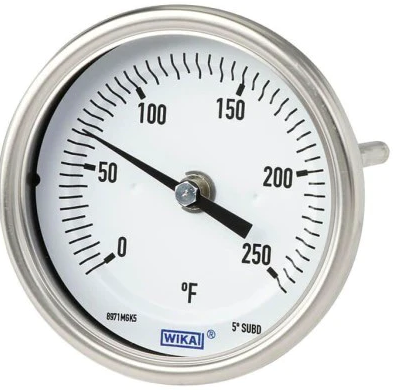 [76214064] Wika TG53.3"/S, BM, 0/250°F/C , L1=2.5" x 1/4" Diameter, Process Connection: 1/4" NPT, Flat Instrument Glass, Ingress Protection: IP 66 / NEMA 4X