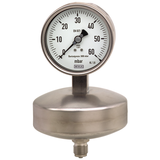 [632.51.ZZZE-MV025Z-GD-UJFH3DAS8ZZZ-ZZZZZ2ZZZUZZZZZZ22Z] Wika 632.51 4" or 6" SS Series Capsule Pressure Gauge, OVP Safe, SS Wetted Parts