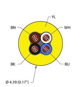 [RF50697] Turck General Purpose Cable, Reelfast™ Bulk Cable (YEL,PVC,4X26,AWM)