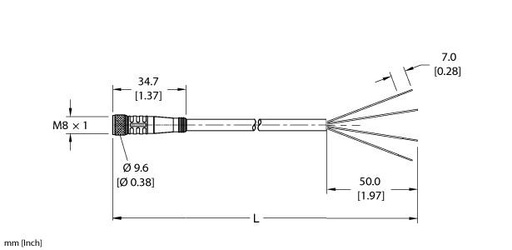 [U2515-60] Turck Actuator and Sensor Cordset, Connection Cable (PKG 3M-6/S90/S618)