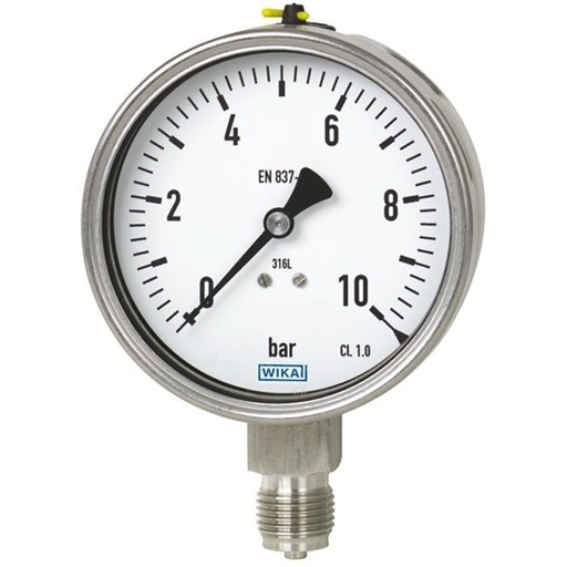 [9154671] Wika 232.50 Series Stainless Steel Dry Industrial Pressure Gauge, 4" Dial, 0 to 60 PSI, 1/2" NPT Lower Mount