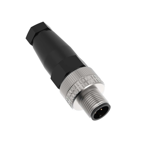 [814738] Banner BFW-M8M3-4X, Field Wireable: M8. 3-pin Straight Male. 24 AWG 3.5-5 mm Cable Range; Screw Terminal. PA+GF Black Body; Nickel-Plated Brass Coupling Nut