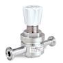 [PH-26A28823B-03] PH-2600 Series Pharmapure Pressure Regulator, 316 Body & Valve Spring, Teflon Seats, 150 PSI Max Inlet, 0-50 PSI Outlet, 1/2" Tri-Clover Inlet & Outlet Ports (Larger Body Option), 0.15 Cv, 160 PSI Inlet & Outlet Gauges (2 Inch Dial, 1/4" VCR Swivel Male Fitting)