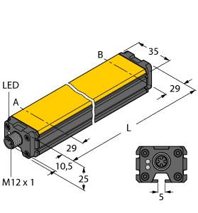 [100001935] Turck Inductive Linear Position Sensor, LI400P0-Q25LM0-ELIU5X3-H1151, E-Series with Enhanced Resolution, Analog Output (U/I)