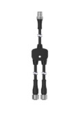 [31701] M12 Quick Disconnect Splitter Cable CSB-M1281M1281B, M12 Quick Disconnect Splitter Cable Black. 8-pin Double-Ended with 0.3 m Female Branches and. Male Rotatable Trunk Connector; 0.3 m Trunk Length. 8X22 GA 1 ft Trunk 1 ft Branch