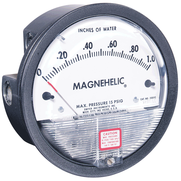 [2015-LT] Differential pressure gage, range 0-15" w.c., minor divisions .50 with low temperature option