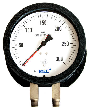 [4241673] Wika 712.25DP Differential Gauge, 4.5" Dial, Dual 1/4" NPT Male Brass Bottom Connections, 0-60 PSID scale