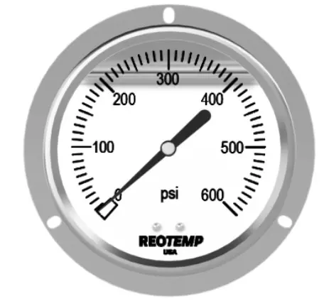 [PG40C2E4P23-G-P] Reotemp Industrial 600 PSI Gauge, 4" Dial, SSFF 