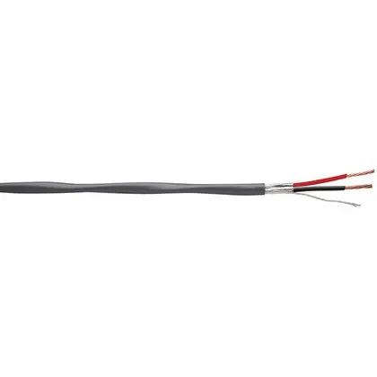 [BIC-18AWG-2-0218437-0.161] Electronic Wire Cable, 18 AWG, 2-Conductor, Twisted-Pair, CMR/CL3R, Riser, Non-Plenum, Shielded, Stranded Bare Copper Conductor, 300V, Jacket Diameter: 0.161", Color: Gray
