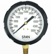 [LFS310-30"VAC-QC-G] SPAN Glycerin Filled Gauge, 3.5" Dial, 1/4" NPT Brass Bottom Mount, 0-30" Vacuum