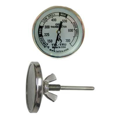 [2210EICGABFAHAA] Tel-Tru BQ225 2" Dial Thermometer, Back Connected, 150/700F, 1/4"-20, 2.125" Stem