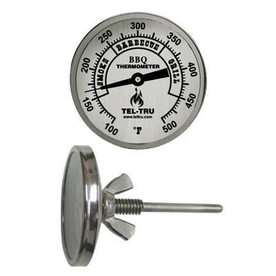 [221M02FBABFAHAA] Tel-Tru BQ225 2" Dial Thermometer, Back Connected, 100/500F, 1/4"-20, 2.5" Stem