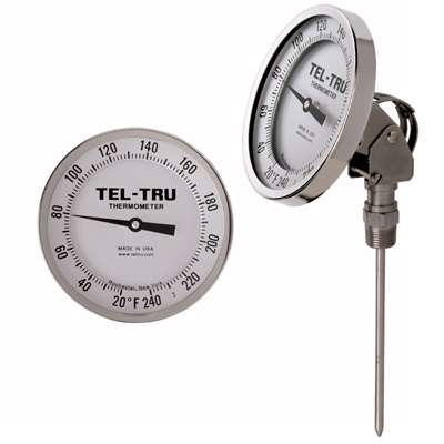 [42100464AKKAAAA] Tel-Tru 5" Dial Thermometer, Adjustable Angle Connected, 50/500F, 1/2" NPT, 4" Stem