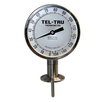 [4610IC77B6NAAAA-10] Tel-Tru 4" Dial Thermometer, Bottom Connected, 0/150C, 1.5" Sanitary Flange, 1.625" Stem