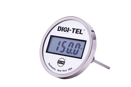 [ND5BB09111-P22096] Tel-Tru 5" Digital Thermometer, Back Connected, -75/750F, 1/2" NPT, 9" Stem