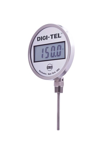 [ND5CB09113-P22BE2] Tel-Tru 5" Digital Thermometer, Bottom Connected, -75/750F, 1/2" NPT Union, 3.5" Stem