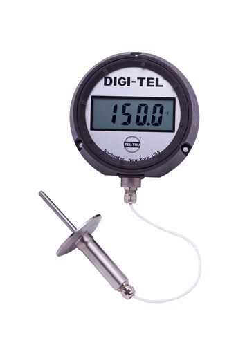 [SD4RB09113-P22023-10-C1010] Tel-Tru 4.5" Digital Thermometer, Remote Connected, -75/750F, 1.5" Sanitary Flange, 2.5" Stem