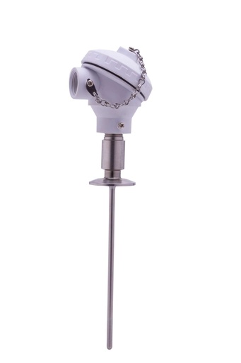 [SPAA32061001D01A1] Tel-Tru Sanitary RTD, -60/500F, 1.5" Sanitary Flange, 6" Probe, 0.25" Diameter Probe, White Polyproplyne Connection Head (FDA), Terminal Block - Ceramic, 3-Pole w/Center Hole