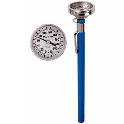 [12100579EFEGFAA] Tel-Tru 1" Dial Thermometer, Back Connected, 0/250C, Recal Nut, 5" Stem
