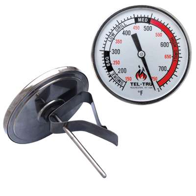 [241L0365AFFADAA] Tel-Tru BQ325R 3" Dial Thermometer, Back Connected, 150/750F, Recal Nut, 3" Stem